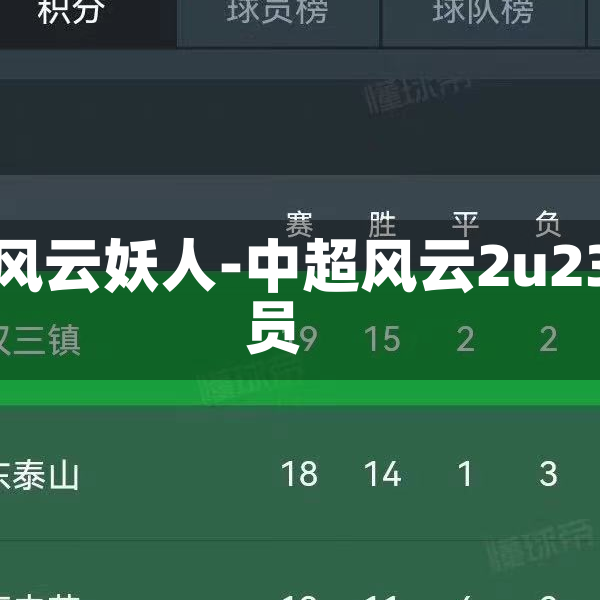 中超風云妖人-中超風云2u23球員